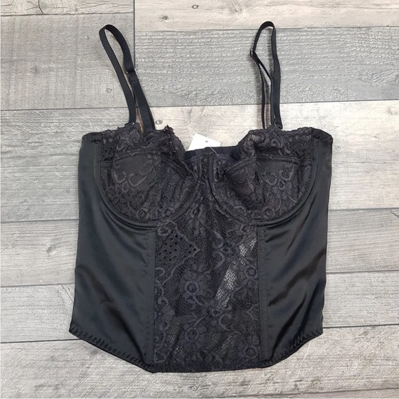 Urban Outfitters Tops - Urban Outfitters Ava Lace Corset Basque Medium 12 14 Black Underwired Top BNWT